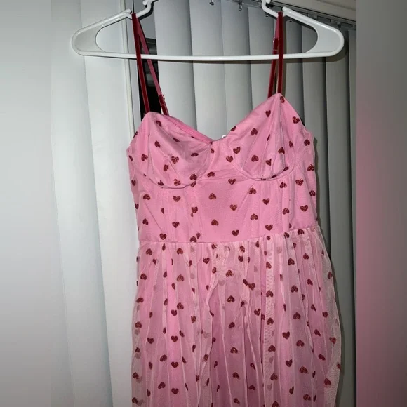 Betsey Johnson Valentines Heart Print Pink Dress - Picture 7 of 12